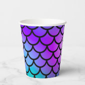 パープル ピンク ブルー マーメイド スケール バースデー パーティー 紙コップ (裏面)