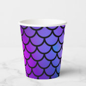 パープル ピンク ブルー マーメイド スケール バースデー パーティー 紙コップ (正面)