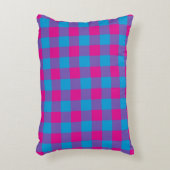 パープル ピンク ブルー Plaid チェッカー柄 アクセントクッション (正面(垂直))