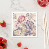 パープル ピンク ホワイト 花柄 ナプキン スタンダードカクテルナプキン (インサイチュ)