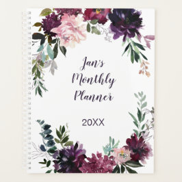 パープル ピンク モーヴ ラベンダー 水彩 花柄 プランナー手帳