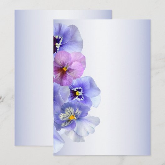 パープル ピンク ライラック パンジー フラワーリュスティック 招待状 (正面/裏面)