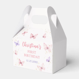 パープル ピンク リボン 蝶々 誕生日パーティ フェイバーボックス