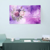 パープル ピンク ローズ アルコール ガーデン ブライダル シャワー 横断幕 (トレードショー)