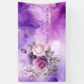 パープル ピンク ローズ アルコール ガーデン ブライダル シャワー 横断幕 (縦)