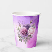 パープル ピンク ローズ アルコール ガーデン ブライダル シャワー 紙コップ (裏面)