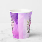 パープル ピンク ローズ アルコール ガーデン ブライダル シャワー 紙コップ (左)