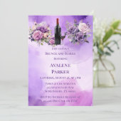 パープル ピンク ローズ アルコール ガーデン ブランチ & バブル 招待状 (スタンド正面)