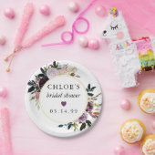 パープル ピンク ローズ フローラル ブライダル シャワー ペーパープレート (パーティー)