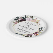 パープル ピンク ローズ フローラル 婚約 パーティー ペーパープレート (アングル)