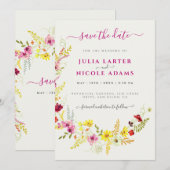 パープル ピンク ワイルド オーキッド フラワーズ リース ウェディング セーブザデート (正面/裏面)