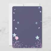 パープル ピンク 水彩 人魚 子供 誕生日 招待状 (裏面)