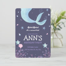 パープル ピンク 水彩 人魚 子供 誕生日