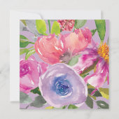 パープル ピンク 水彩 花 30歳の誕生日 招待状 (裏面)