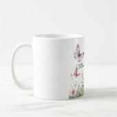 パープル ピンク 赤 花 蝶々 コーヒーマグカップ (左)