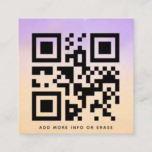 パープル&ピーチドリーミーQRコード&かわいいロゴモダン スクエア名刺 (裏面)