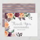 パープル ピーチ フローラル オータム サンクス カード (正面/裏面)