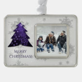 パープル フェスティブ クリスマス ツリー フレーム オーナメント (正面)