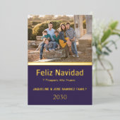 パープル フェリス ナビダード スペイン 家族 写真 ゴールド , 箔シーズンカード (立ち正面)