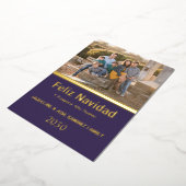 パープル フェリス ナビダード スペイン 家族 写真 ゴールド , 箔シーズンカード (回転した状態)