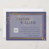 パープル フォト ウェディング ご招待 QRコード お日にち 保存 (正面)