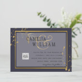 パープル フォト ウェディング ご招待 QRコード 保存日 (スタンド正面)