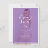 パープル フォト ティント オーバーレイ 2 モダン スウィート 16 招待状 (正面)