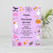 パープル フォーエバー スプーキーハロウィン 4歳の誕生日 招待状 (スタンド正面)