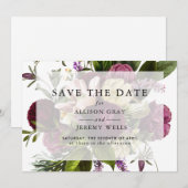 パープル フラワル セーブ・ザ・デート (正面/裏面)