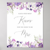 パープル フラワーのキスの数 ブライダル シャワー ゲーム ポスター (正面)