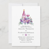 パープル フラワーのワイン テイスティング リハーサル ディナー 招待状 (正面)