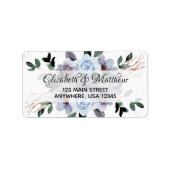 パープル フラワーの水彩画のリターンアドレス ラベル (正面)