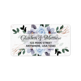 パープル フラワーの水彩画のリターンアドレス ラベル