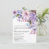パープル フラワーの水彩 ウェディング 招待状 (スタンド正面)