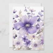 パープル フラワーズ ウォーターカラー ウェディング セーブザデート (裏面)
