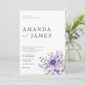 パープル フラワーズ ウォーターカラー ウェディング 招待状 (スタンド正面)