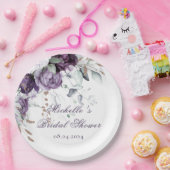 パープル フラワーズ ウォーターカラー エレガント ブライダル シャワー ペーパープレート (パーティー)