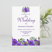 パープル フラワーズ ウォーターカラー | 結婚式 招待状 (スタンド正面)