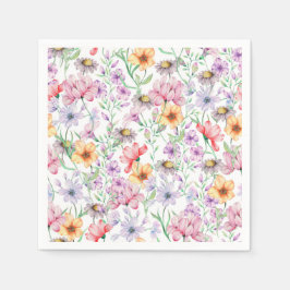 パープル フラワーズ スタンダードカクテルナプキン