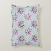 パープル フラワーズ 水彩 ブルー ホワイト ポルカドット アクセントクッション (正面(垂直))