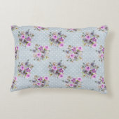 パープル フラワーズ 水彩 ブルー ホワイト ポルカドット アクセントクッション (裏面)