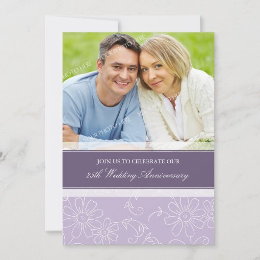 パープル フラワーフォト 25周年 ご招待 招待状 (正面)