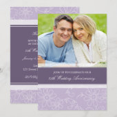 パープル フラワーフォト 25周年 ご招待 招待状 (正面/裏面)