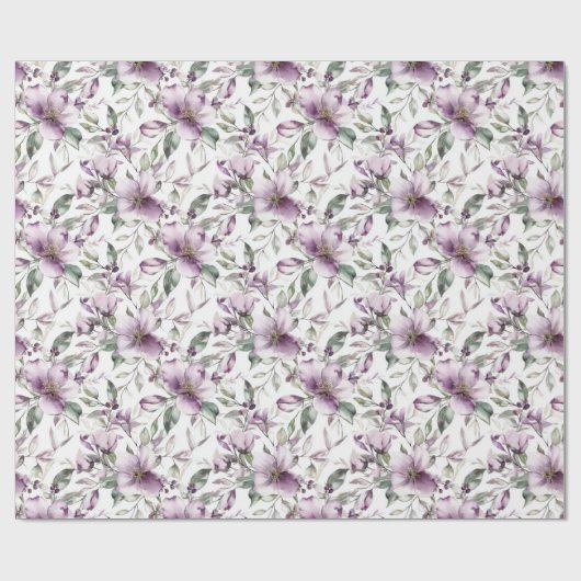 パープル フラワーブライダル シャワー 誕生日 彼女のウェディング ラッピングペーパー (フラット)