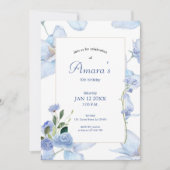 パープル フラワープリント 招待状 (正面)