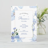 パープル フラワープリント 招待状 (スタンド正面)