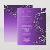 パープル フラワール おしゃれな スワール 結婚式招待状 招待状 (正面/裏面)