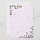 パープル フラワー かぼちゃ 1歳の誕生日パーティー 招待状 (裏面)