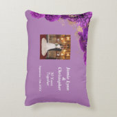 パープル フラワー ウェディング アニバーサリー アクセント ピロー (裏面(縦))