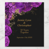 パープル フラワー ウェディング アニバーサリー ワイン ラベル (シングルラベル)